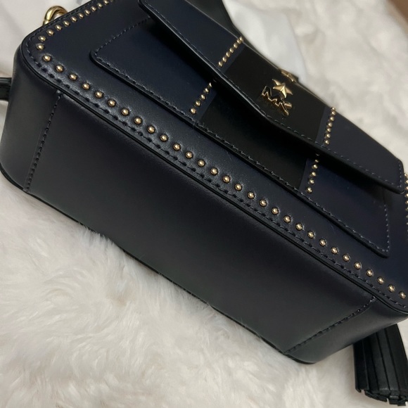 💕 Michael Kors Small Pocket Studded Leather Camera Bag in Admiral Black - Picture 8 of 16